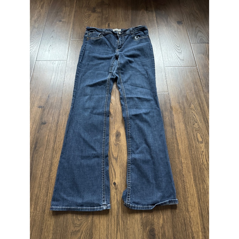 LEI Sophia Hip Hugger Flare Jeans Dark Wash Denim Size 13 Long Y2K Boho